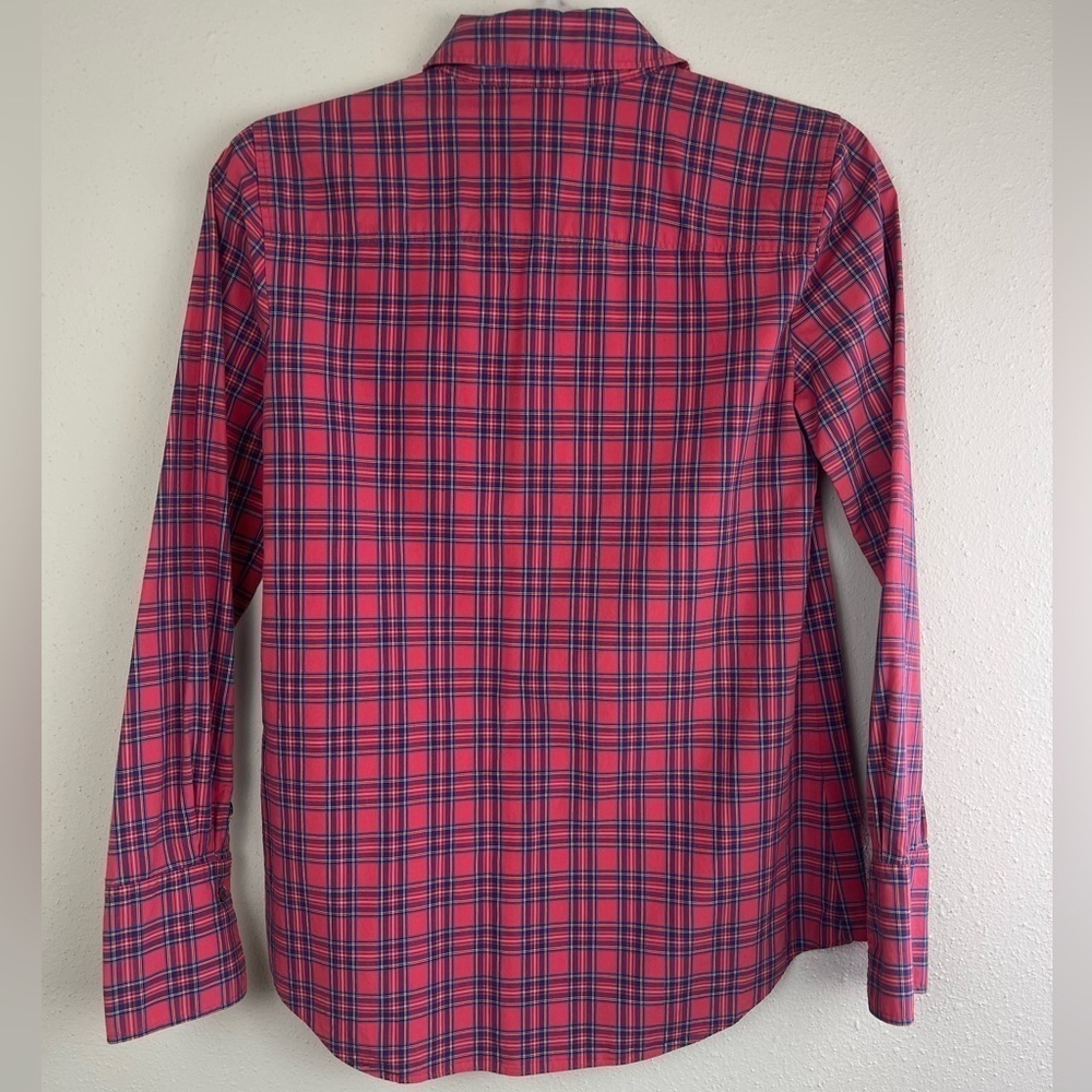 J. Crew Tartan Plaid Pintuck Button Down Top Size 0 - Picture 5 of 6